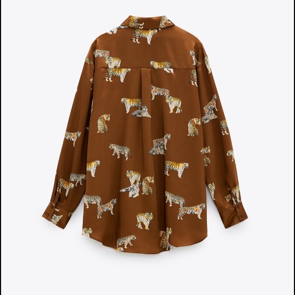 NWT Zara retro animal print satin blouse/top - Picture 6 of 16